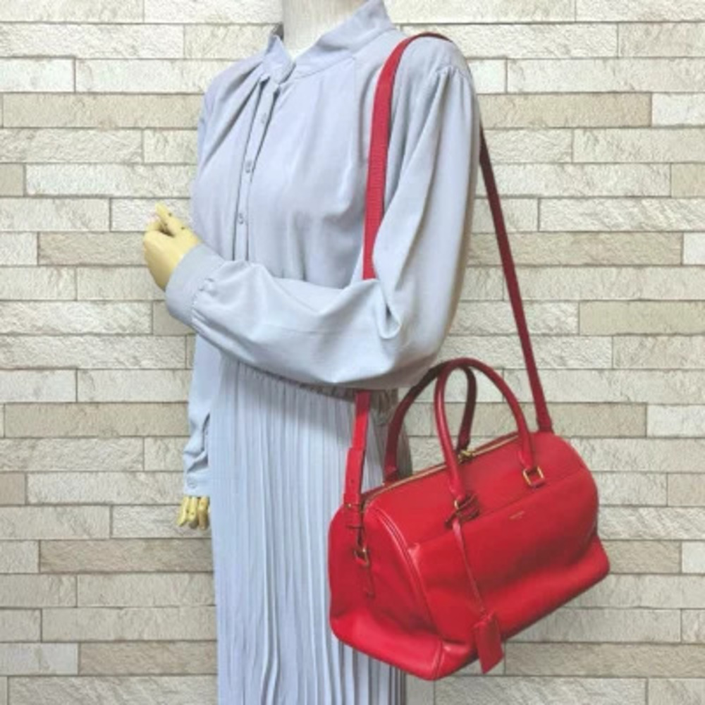 Saint Laurent Duffle Shoulder Red Leather Bag